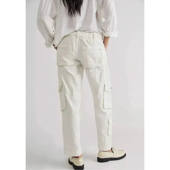Free People Tahiti Cargo Pants Utility Low Rise Baggy White Tofu Medium - Picture 4 of 14